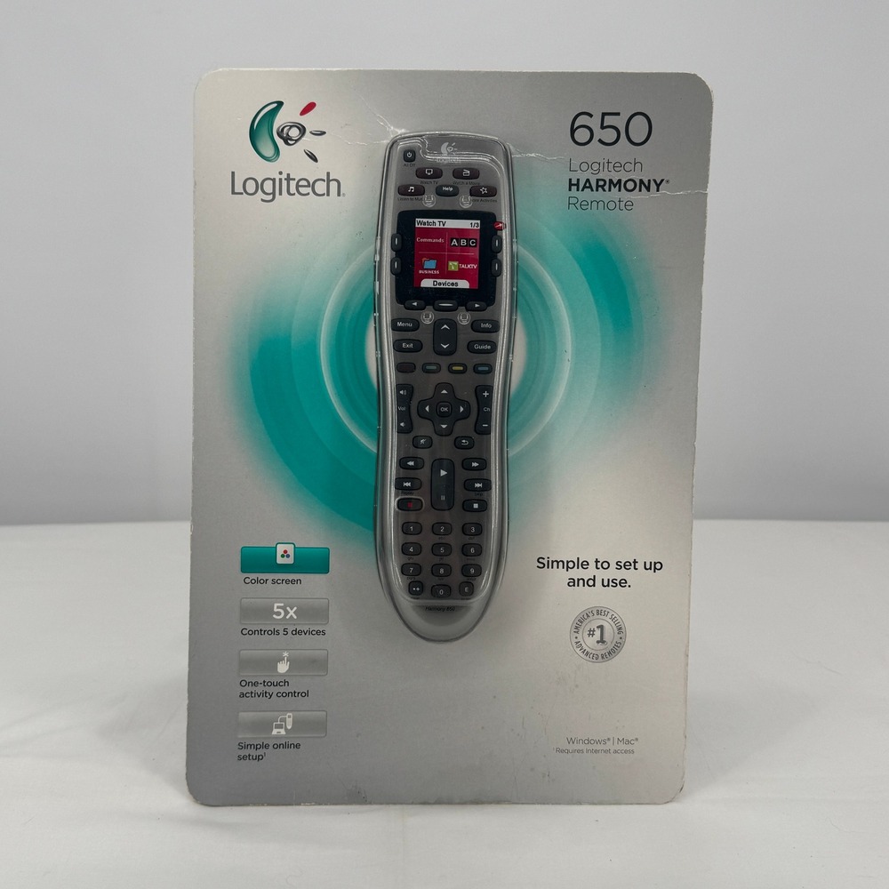 Logitech Harmony 650 Universal Remote Color Screen Silver‎ 915-000193 New